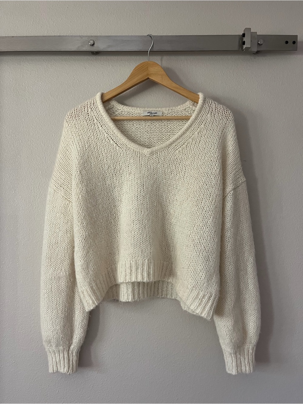 Madewell Balloon Sleeve Alpaca Sweater, Cream - Size XS